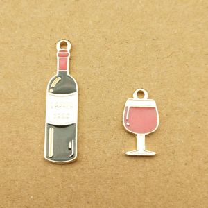 10 pezzi di bottiglia di vino a smalto per la bottiglia di vino per gioielli che producono accessori per la collana a sospensione per le orecchini.