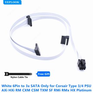 White Corsair Modular Cable GPU PCIe 8pin CPU SATA Molex 24pin för typ34 PSU RM RMX RMI RME HX HXI AX AXI SF TX-M CS CS-M CX-M