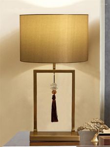 Tischlampen Chinesische Luxus -Stoff -Schlafzimmer Nachtlampe Wohnzimmer Untersuchung Modell Weiche Schreibtischlichter Dekoration Beleuchtung