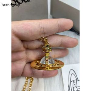 Designer Luxury Jewelry viviane westwood necklace Satellite viviane Empress Dowager Western Large Stereo Saturn Orb20mm Crystal Necklace Female Sweat 69c