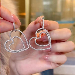 Двойное сердце свисые серьги тибетские серебряные серебряные серебряные серьги для свадебных каплей для женщин для свадебного взаимодействия обещание ювелирные украшения rbgmw