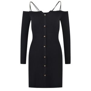 Summer Black Solid Color Dress Sleeveless Slash Neck Kort casual klänningar Y4W09227001