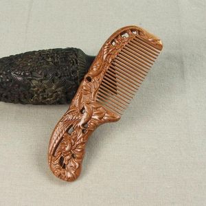 Dekoratif tabaklar doğal şeftali ahşap tarak el yapımı oyma desen boş portatif kız hediye masaj saç tarakları