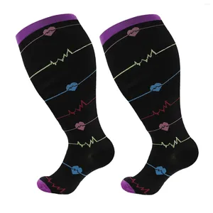 Women Socks Fashion Printed Sports Compression Plus Size Calf Beautiful Legs Girl Elastic Outfits Athletic Calcetines