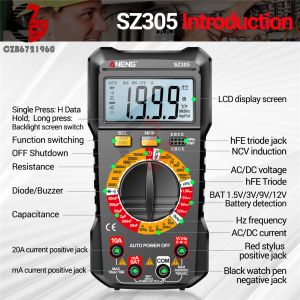 ANENG SZ304 Digital Multimeter AC/DC Voltmeter Ammeter Non-contact Voltage Detector Electric Current Tester Hz Diode Capacitor