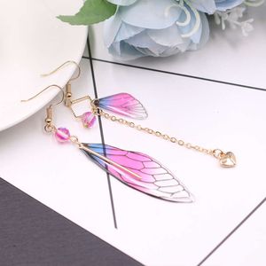 Butterfly Fresh и модная модная модная моделирование Cicada Wing Long Tassel Bride Серьги невесты