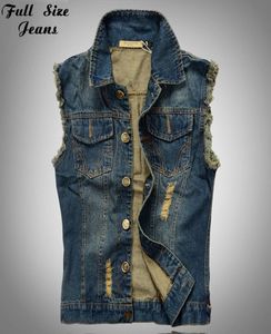 Whole 2016 Plus Size Men039sベストJeanジャケットチョッキのノースリーブヴィンテージパンクカジュアルジャケット新しい4xl 5xl 6xl5517009