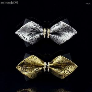 Bow Ties Fashion 2023 Men Designer Marka francuskiego dżentelmena krawat Paisley Wedding Bowtie Business Butterfly węzeł prezentowy 1C0E