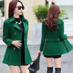 2023 Spring Autumn Wool Coats Women Slim Double Breasted Trench Coats Overcoat Långa kvinnliga vindbrytare Outwear Cardigan kläder