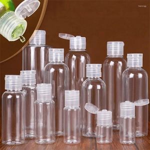 収納ボトル10-200mlプラスチックペットフリップリッドローションクリア化粧品サンプルコンテナミニトラベルフィルバイアル液体ボトル透明