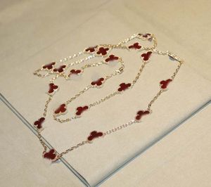 2024 Luxury quality charm pendant necklace with red agate in 18K gold plated 20pcs flower shape have stamp box v gold material PS3749B