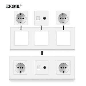 EIOMR A1 Series White PC Панель EU Французский розетка на стену USB TV RJ45 Sensor Switch Модуль DIY подходит для квадратных коробок