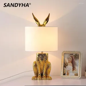 Tischlampen Sandyha LED Maskierte Harz Retro Stand Desk Nachtlichter für Schlafzimmer Wohnkultur