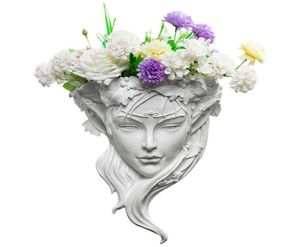 Çiziciler Duvar Duvar Asma Sanat Ekici Angel Head heykel Flowerpot Kapalı Ev Avlu Dekorasyon Sepeti Reçine Bahçe T6495195