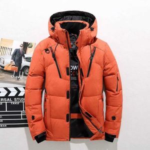 Men's Down Parkas Mens casual high-quality jacket mens white duck down jacket warm hood thick down jacket warm winter jacket Q240525