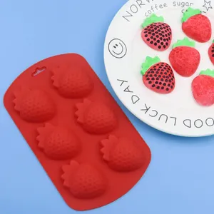 Baking Moulds 6-even Strawberry Silicone Cake Mold Creative Chocolate DIY Soap Mould 1145