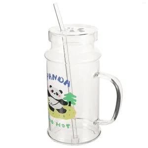 Кружки 1 набор стеклянной чашки с клубникой с крышкой соломенной детские подарки вода для дома (1 л)