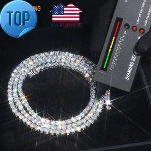 الذهب Sier VVS Moissanite Iced Out Cains Diamond Cluster Tennis Necklace for Mens Womens 3mm 4mm 5mm Superm66