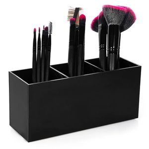 2024 3 Gitter Makeup Brush Organizer Plastic Table Cosmetic Pen Container Eyebrow Brush Holder Lipstick/Nail Polish Storage Box Brush