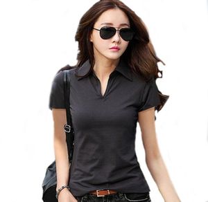 Camisa de verão de 2018 Mulheres de manga curta Solid Slim S Mujer camisetas tops de moda feminina camisas femme 5 color2509958