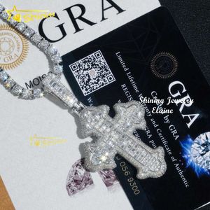 Sterling Sier Custom VVS Moissanite Hip Hop Pendant Iced Out Jewelry Diamond Cross Pendants