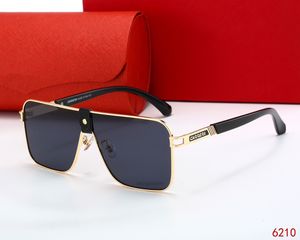 Роскошные дизайнерские солнцезащитные очки для мужчин женщины Классический модный квадратный квадратный стиль металлический стиль и планки каркасные очки для ультрафиолетовой защиты с бесплатным корпусом 6210
