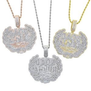 New Iced Out Bling CZ Letter Road Runna Pendant Necklace Cubic Zirconia Two Tone Color Badge Charm Men Fashion Hip Hop Jewelry Qaklm