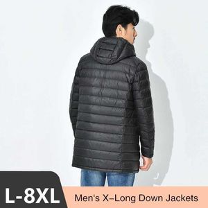 Men's Down Parkas Winter Lightweight Plus Dize Mens Inflatable Jacket 2023 New Mens X-long 90% White Duck Water Windproof Casual Coat Q240525