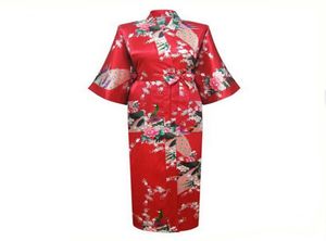 Whole Red Chinese Women Silk Rayon Robes Long Sexy Nightgowns Yukata Kimono Bath Gown Sleepwear pijama feminino Plus Size XXX1371238