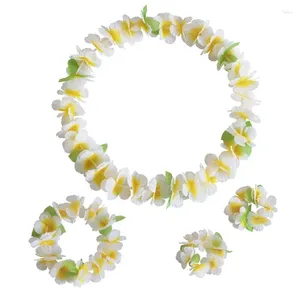 Party Favor 20pcs Hawaiian Leis Luau Tropical Headband Flower Crown Wreath Headpiece Wristbands Floral Necklace Bracelets Hair Band