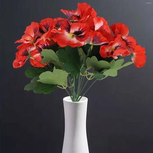 Fiori decorativi colorati per decorazione per feste di nozze pansy bouquet di fiori finti 10 teste 26 cm artigianato fai -da -te rosso/arancione/rosa viola rosso