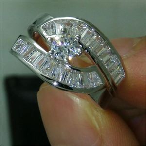 Anello di diamanti a infity lab set 10kt white oro gold anelli da matrimonio per donne uomini promettono gioielli di fidanzamento WXMDB