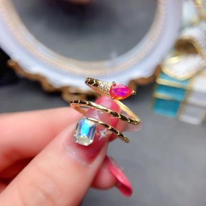 Anelli a grappolo anello di fidanzamento sterling argento 925 puro fuoco naturale opal ladies boutique di regalo di gioielleria di lusso
