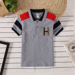 Summer Child Clothing Cotton Kids Boy Polo Shirt Top Baby Patchwork T Shirts Embrodery Fabric Tee Fashion 212 Year Clothing 240521