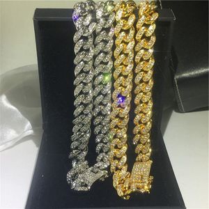 Vecalon 125mm Cuban Hiphop Necklace Pave Crystal cz Iced Out necklace for Women Men Rock Jewelry Etgjc