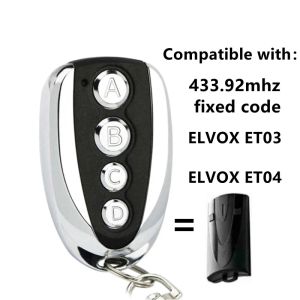 Används för ELVOX ET03 ET04 GARAGE DOOR Fjärrkontroll Replikator Fast kod 433.92MHz