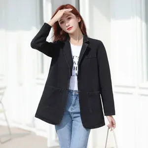 Women's Suits UNXX 2024 Spring Autumn Vintage Suit Women Jeans Jacket Casual Tops Loose Short Denim Blazer Outwear Female Cowboy Basic Coat