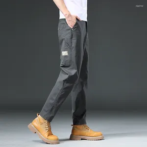 メンズパンツバギーメンルーズフィットカジュアルファッションポケットデザイナーKhaki Greyストレッチ高品質のズボン衣類KPOPビッグサイズ