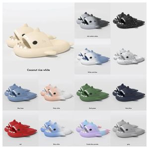 2024 new designer woman sandal Summer Shark Slippers Men Couples Indoor Outdoor Shark Slides Thick Soled Shoes Sandals black white Gradient Flip Flops