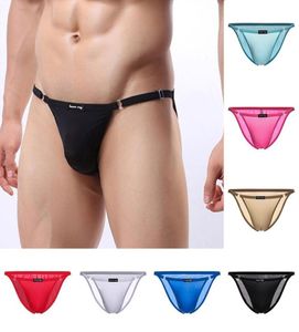 Underpants Sexy Men Ice Silk TBack Gstring Thong Bikini Micro Mesh Sheer Pouch Underwear Male Erotic Temptation Jockstrap Thongs5249458