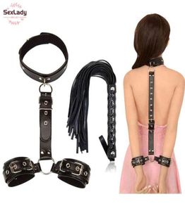 Erotische Sexspielzeug Halskragen Handschellenpeitsche für Paare Frau und Erwachsene sexy Spiel BDSM Bondage Zurückhaltung Seil exotisches Accessoires6075710