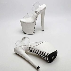 20cm/ leecabe Sandals 8inches PVC Upper Trend Fashion Material Cover Tie A Ribbon Platform High Heel Pol D81