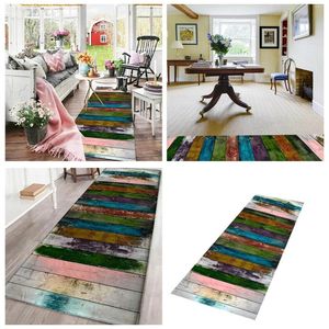 Carpets Retro Texture Floor Mat Household Kitchen Bedroom Colorful Wood Grain Foot Flannel Non Slip Cute Throw Blankets