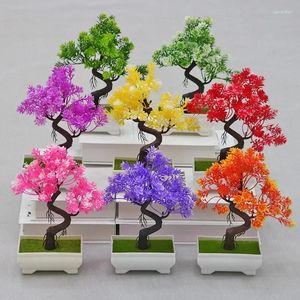 Dekorative Blumen 1PC Künstliche Plastikpflanzen Bonsai kleiner Baum Topf gefälschte Pflanzenblumengarten Arrangement Ornamente Tisch
