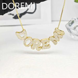 Pendant Necklaces DOREMI Customized Bling Diamond 26 Letters Nnecklace Hip Hop Grown Diamond Pendant Letter DIY Initial Letter Necklace Q240525