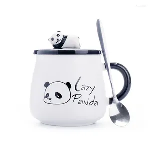 Mugs 500ml Ceramic Cute Panda Cartoon Creative Moring Mug With Lid Milk Coffee Tea Unique Porcelain Cups Drinkware Girl Gift