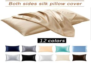 High Quality Emulation Silk Satin Pillowcase Pillow Case Comfortable Smooth Bedding White Gray Khaki Powder Silver 50x66cm XG01655516710