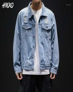 HMXO 2020 New Fashion Men039s Frayed Design Denim Jacket Retro Style Jeans Jacket Casual Street Wear Spring Male Clothes Large 4530084