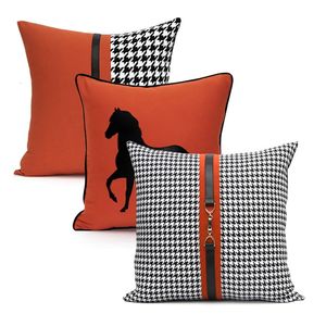 30x504550cm laranja preto preto cão de capa de capa de capa de capa imitação de couro travesseiro decorativo de cinto decorativo 240521