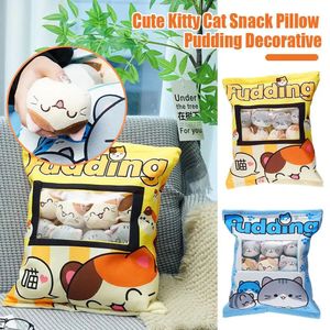 Cute Cat Snack Pillow Pudding Decorative Stuffed With Mini Animal Dolls Plush Toy Kawaii Gifts 240522